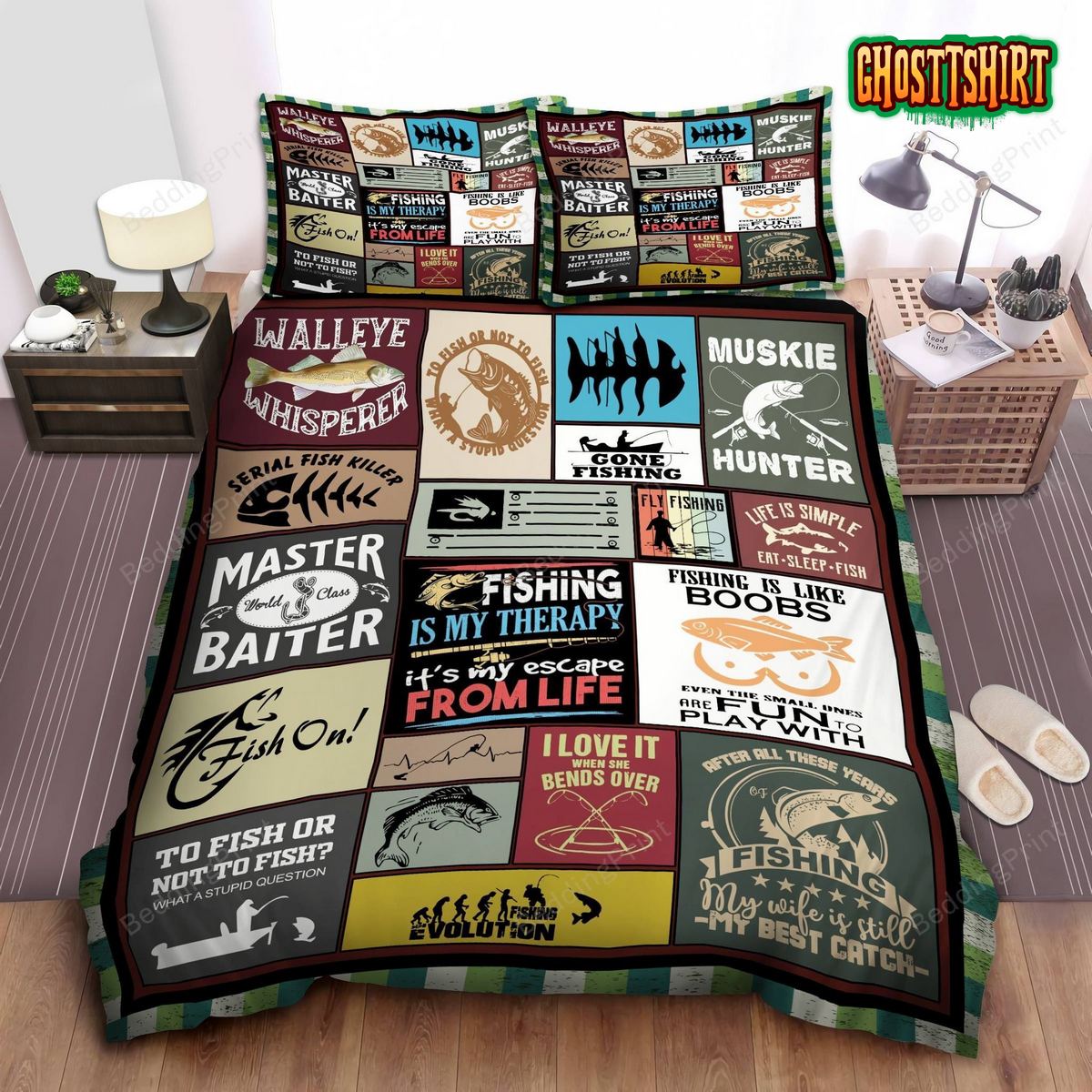 Fishing Is My Therapy Bed Sheets Duvet Cover Bedding Set