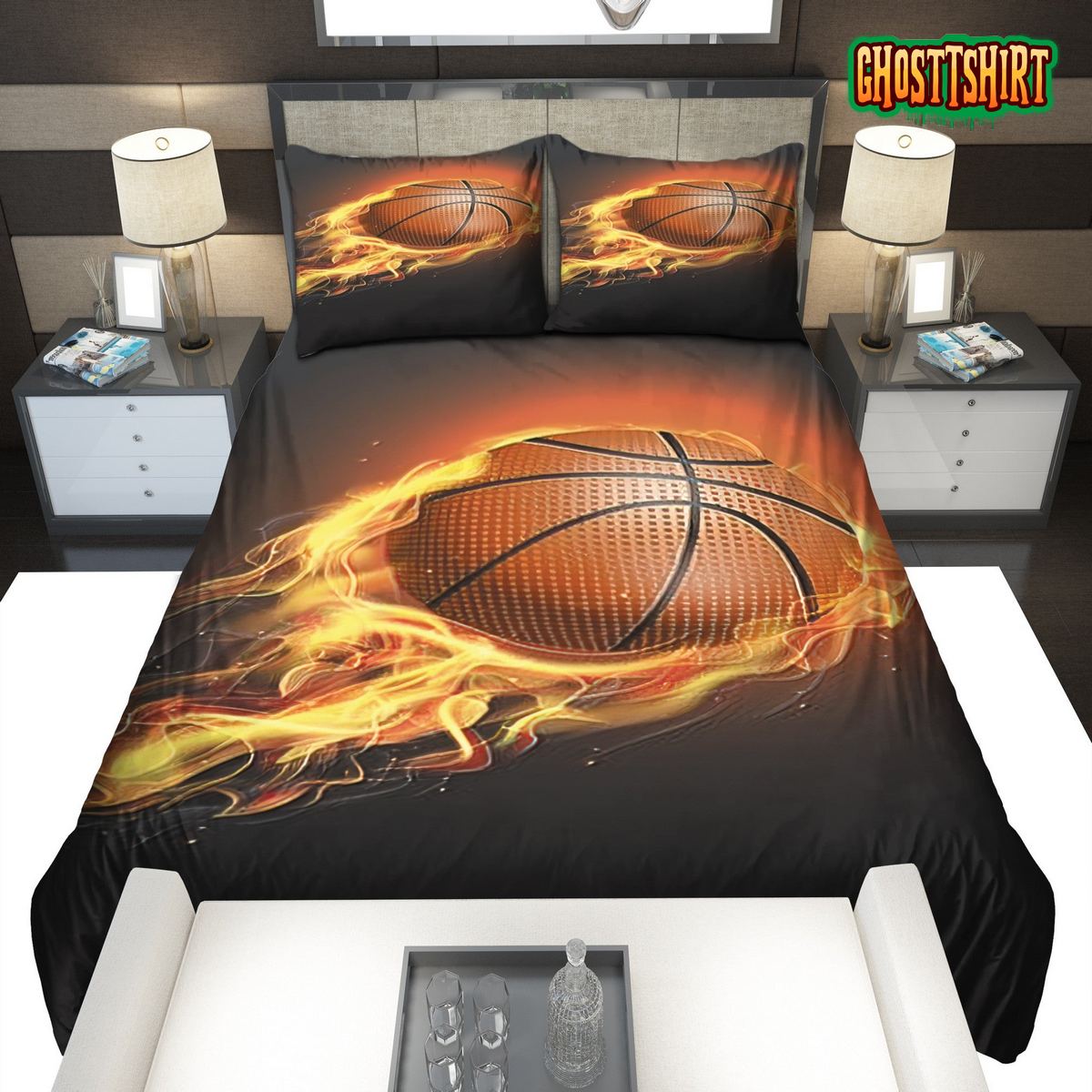 Flaming Basketball Bedding Set