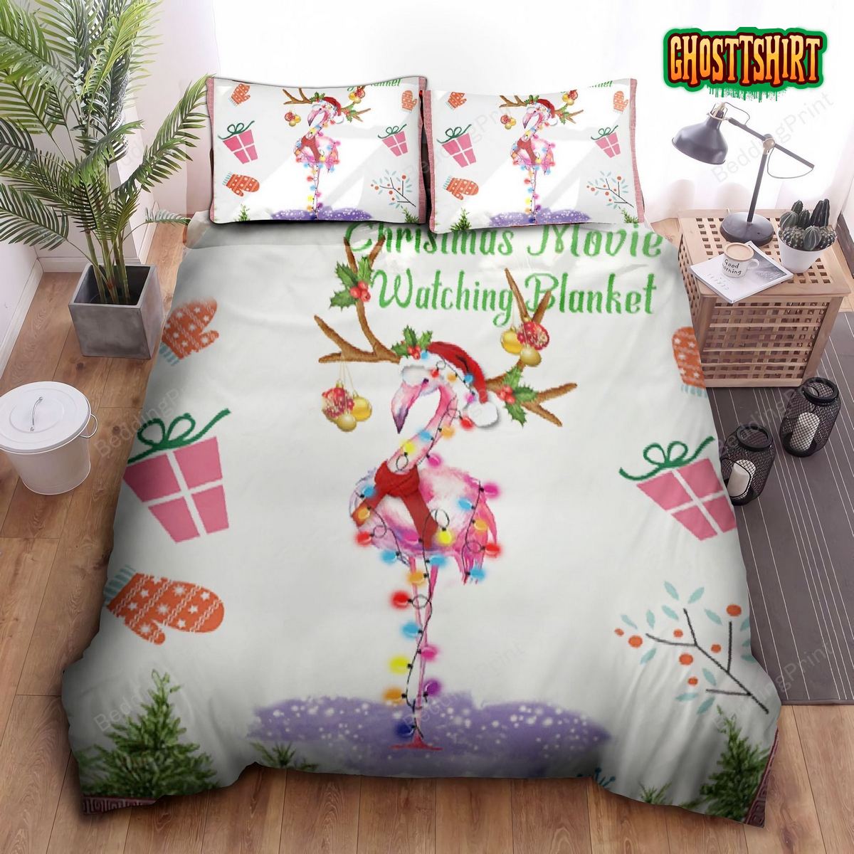 Flamingo Gorgeous Reindeer Christmas Sheets Duvet Cover Bedding Set