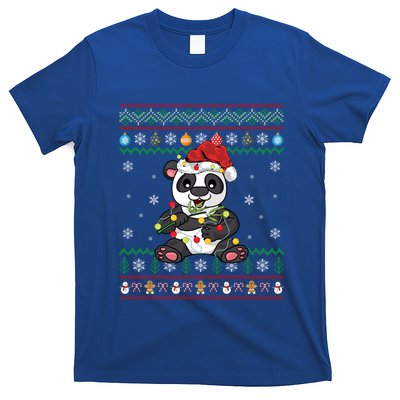 Funny Panda Xmas Gift Santa Hat Ugly Panda Christmas Gift T-Shirt
