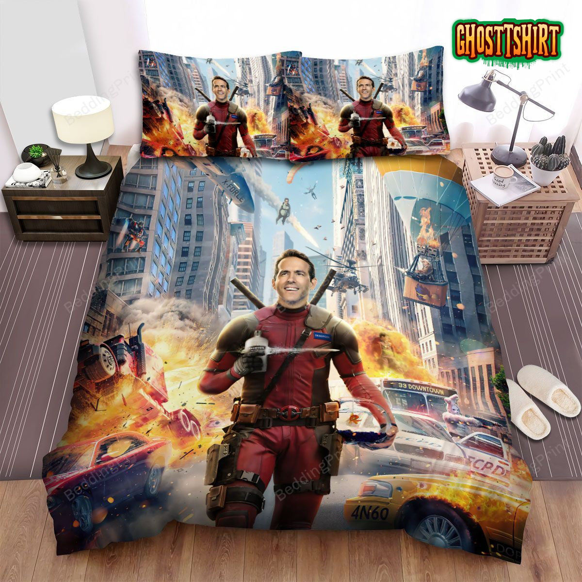Free Guy 2021 Movie Deadpool Hero Bed Sheets Duvet Cover Bedding Set