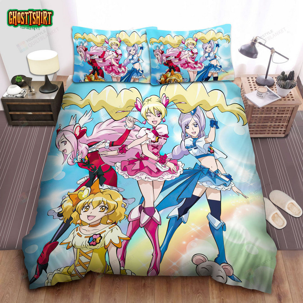 Fresh Pretty Cure Anime Cute Girls Artwork Bed Sheets Spread Comforter Duvet Cover Bedding Set