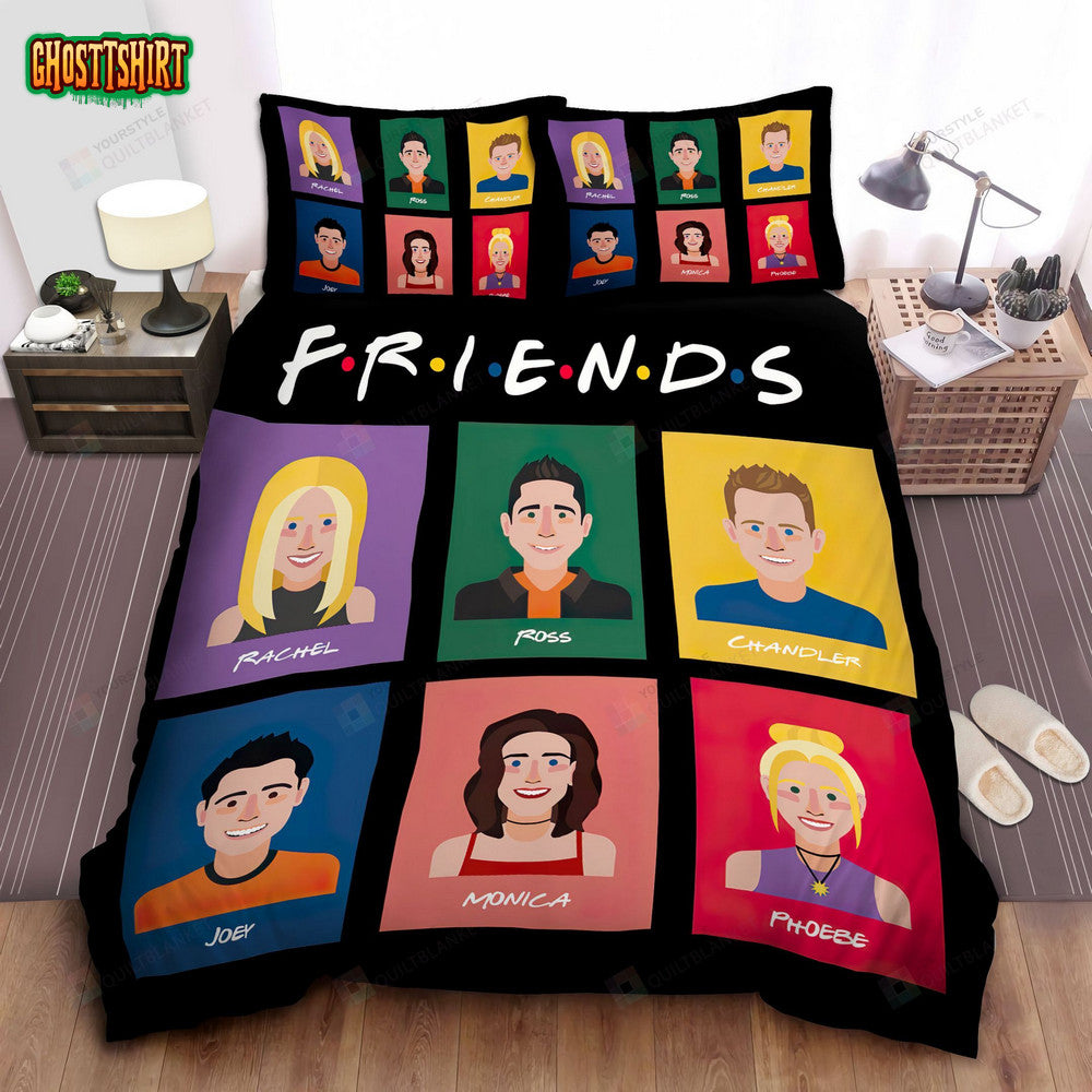 Friends Characters In Digital Art Portraits Bed Sheets Spread Comforter Duvet Cover Bedding Set