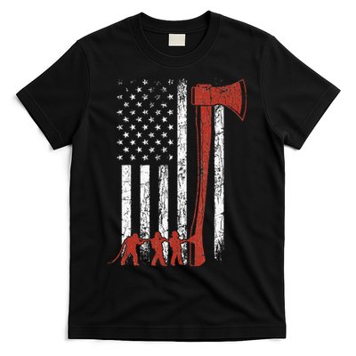 Firefighter USA Flag Funny Fire Fire Truck T-Shirt
