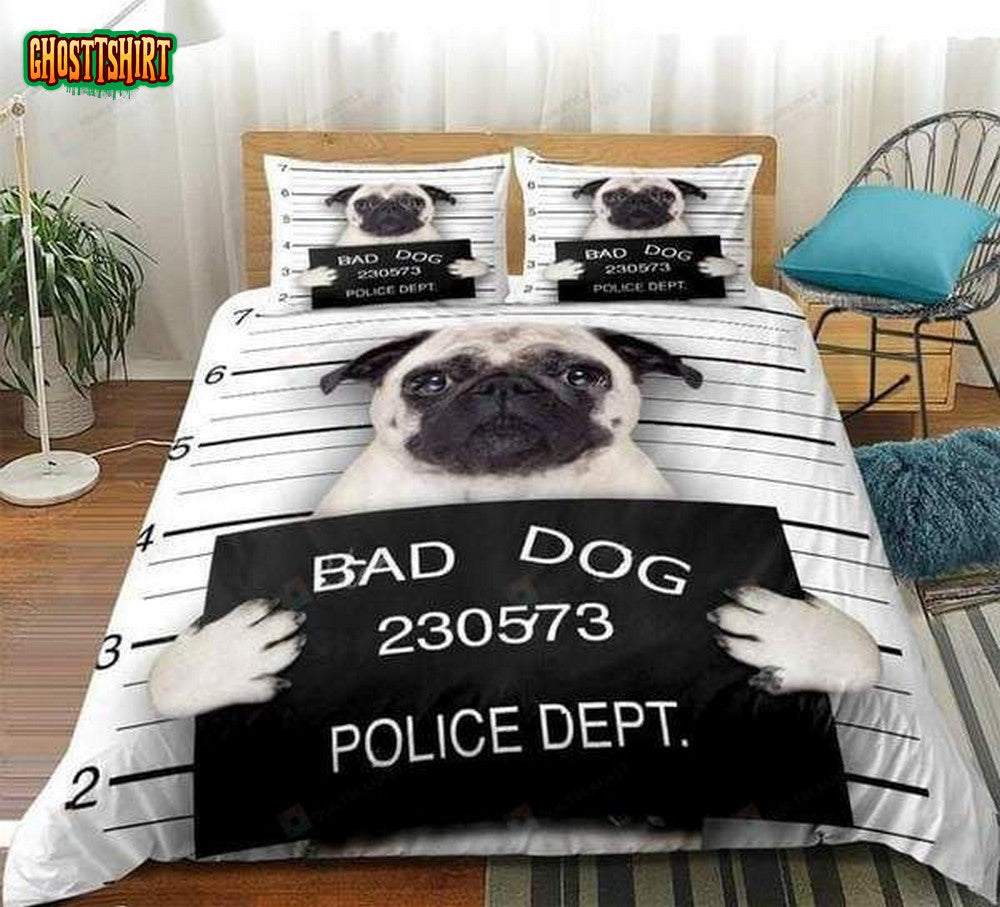 Funny Cartoon Pug Cotton Bed Sheets Spread Comforter Duvet Cover Bedding Set