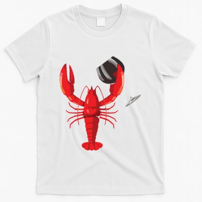 Funny Wine Drinking Lobster Red Crawfish Wine Lovers Gift T-Shirt