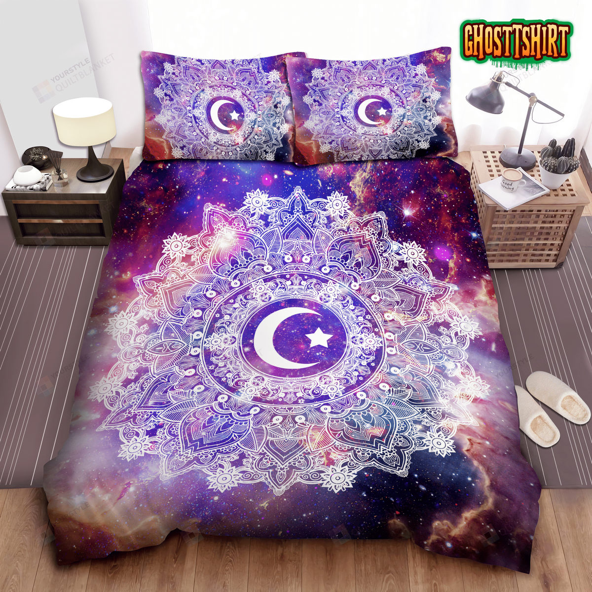 Galaxy Moon Mandala Bed Sheets Spread Duvet Cover Bedding Set
