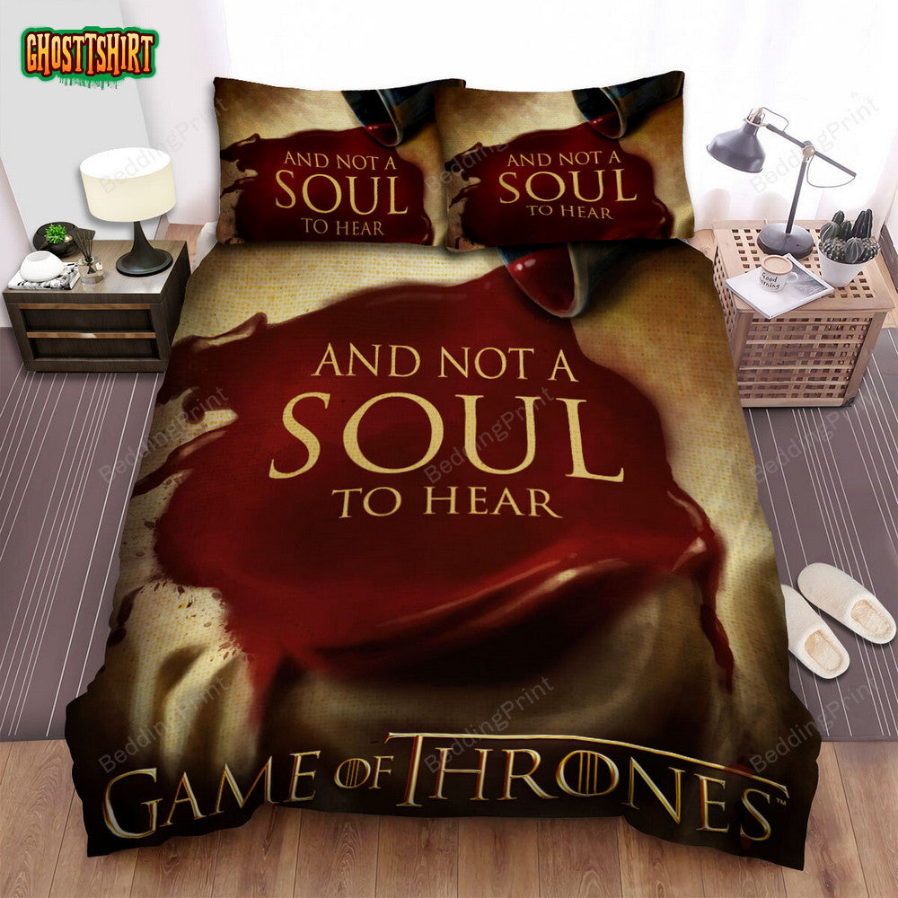 Game Of Thrones Movie And Not A Soul To Hear Poster Bed Sheets Duvet Cover Bedding Set
