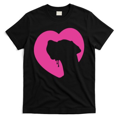 Great Dane Profile Heart Pink T-Shirt