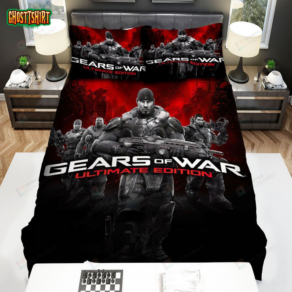 Gears Of War Characters In Black & White Bed Sheets Spread Comforter Duvet Cover Bedding Set