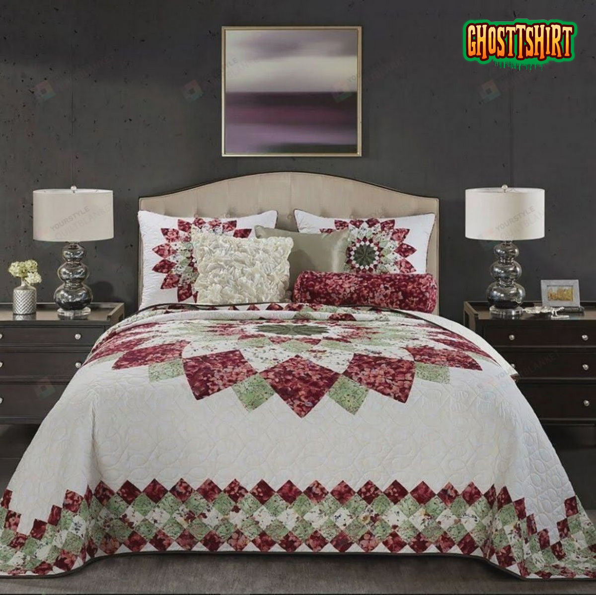 Geometric Dahlia Flower Bed Sheets Spread Duvet Cover Bedding Set