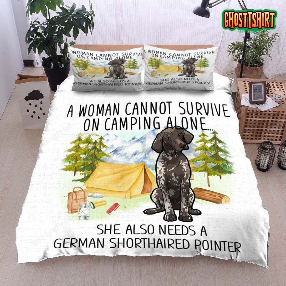 German Shorthaired Pointer Camping Bed Sheets Duvet Cover Bedding Set