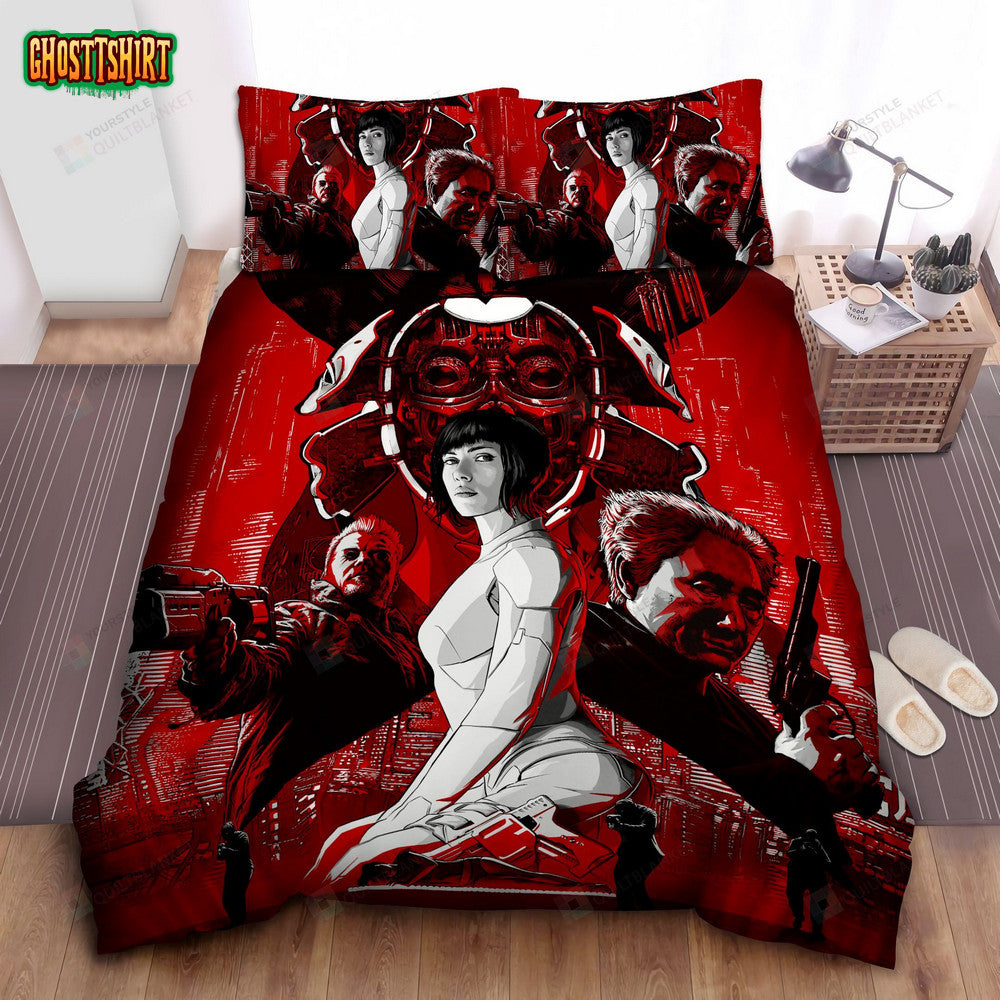 Ghost In The Shell Movie Red Poster Bed Sheets Spread Comforter Duvet Cover Bedding Set