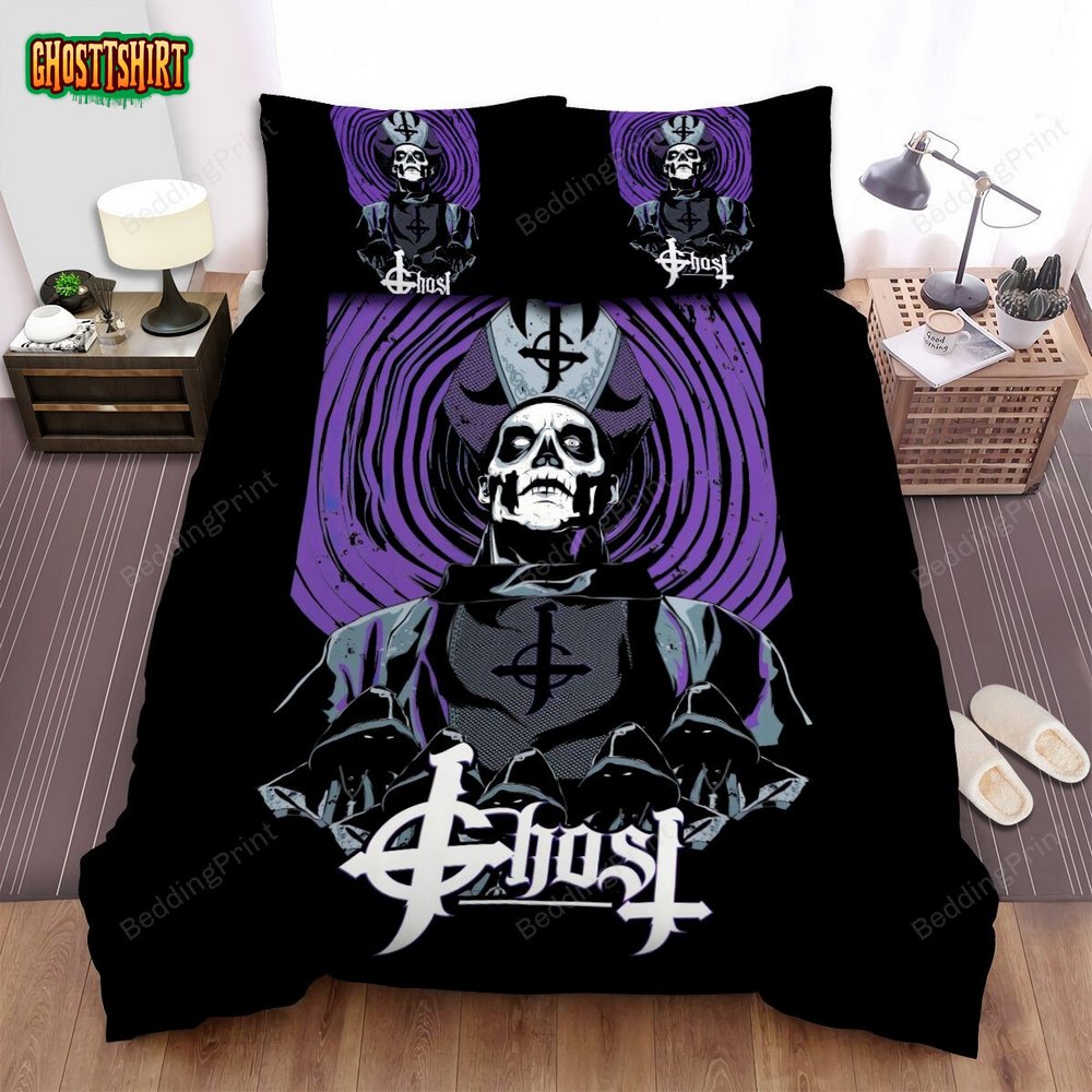 Ghost Music Band In Font Of The Purple Circle Bed Sheets Duvet Cover Bedding Set