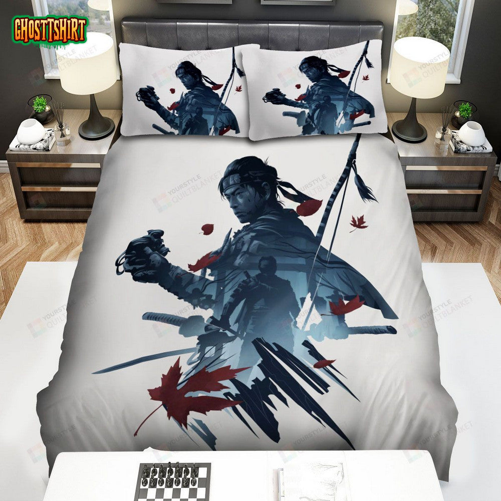Ghost Of Tsushima Character Silhouette Bed Sheets Spread Comforter Duvet Cover Bedding Set
