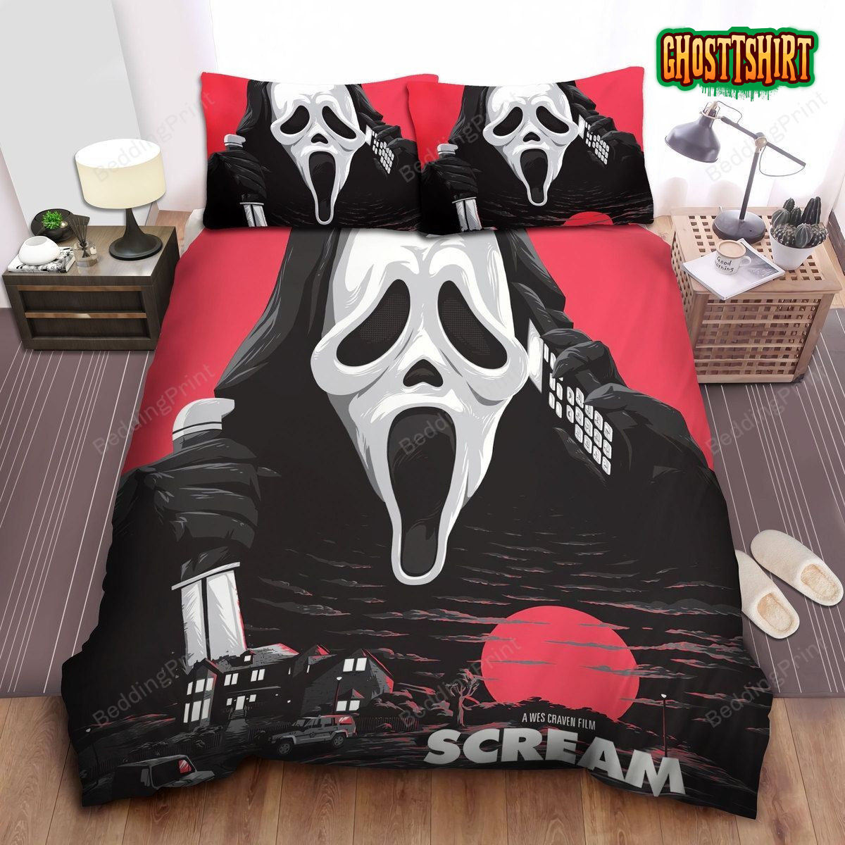 Ghostface Art Painting In Scream Movie Poster Bed Sheets Duvet Cover Bedding Set