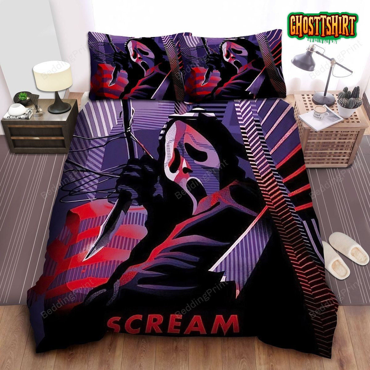 Ghostface In Scream Alternative Poster Bed Sheets Duvet Cover Bedding Set