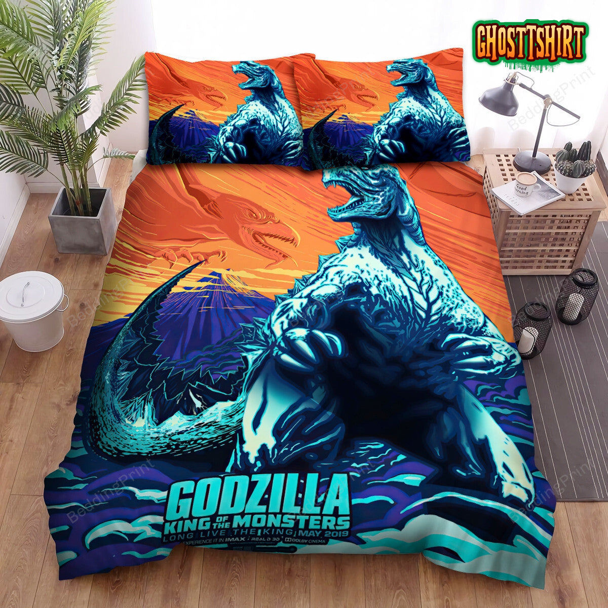 Godzilla Long Live The King Digital Art Bed Sheets Duvet Cover Bedding Set