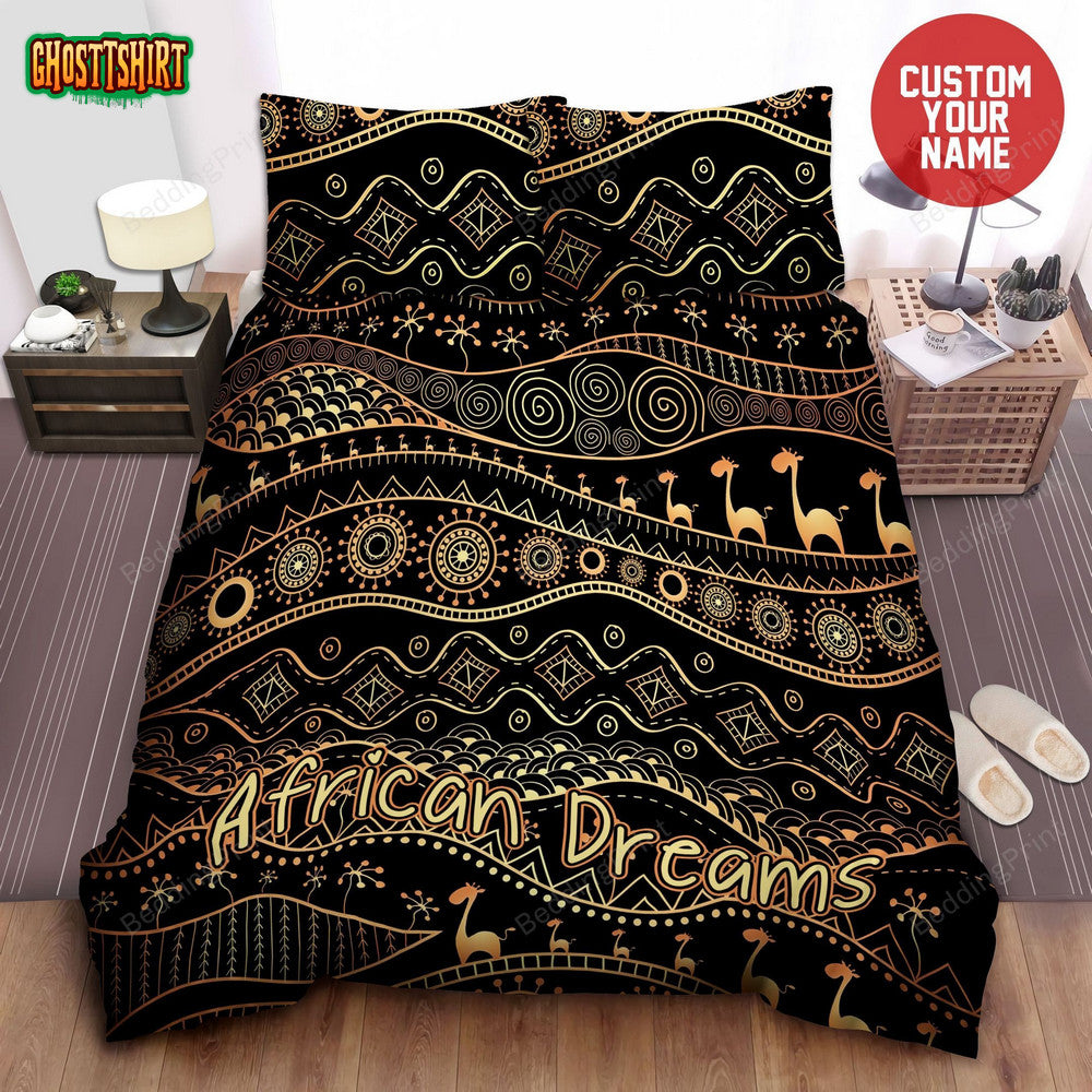 Gold African Personalized Custom Duvet Cover Bedding Set