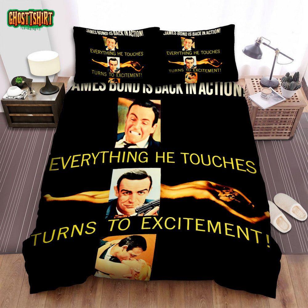 Goldfinger Honor Blackman Movie Poster Bed Sheets Spread Comforter Duvet Cover Bedding Set