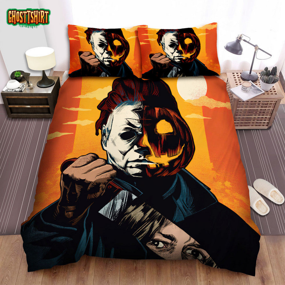 Halloween Movie Sunset Photo Bed Sheets Spread Comforter Duvet Cover Bedding Set
