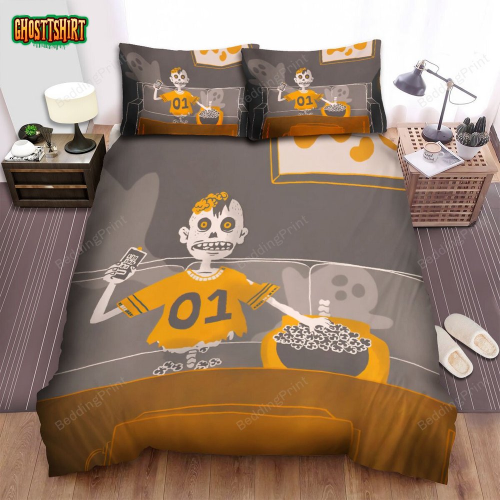 Halloween Zombie Movie Night Bed Sheets Spread Duvet Cover Bedding Set