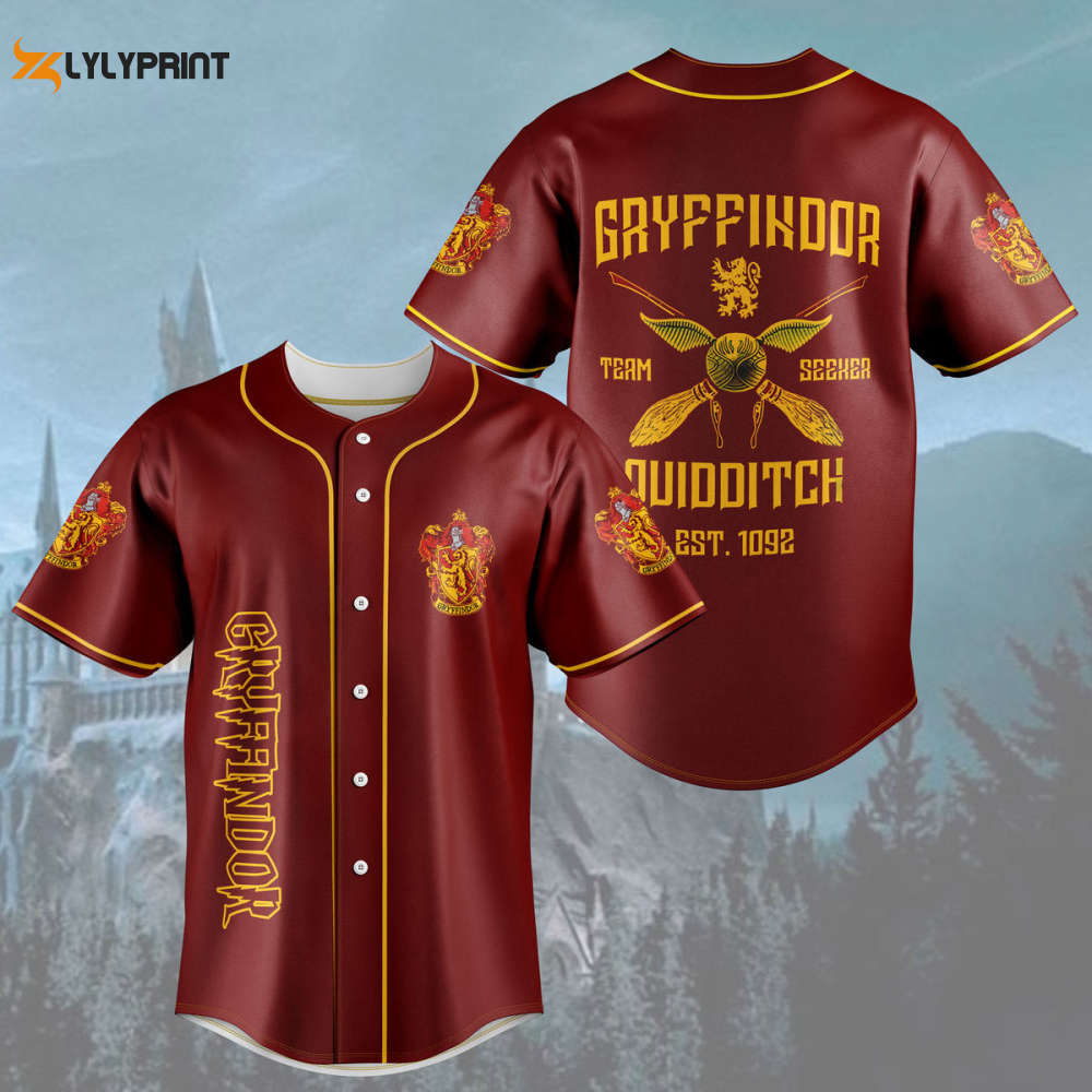 Harry Potter Team Gryffindor Quidditch Hogwarts All Over Print Unisex Baseball Jersey - lylyprint.com