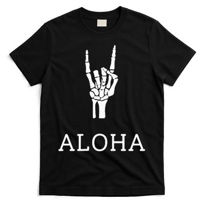 Halloween Hang Loose Skeleton Shaka Aloha – Over Left Breast T-Shirt
