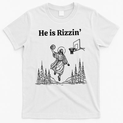 He Is Rizzin Funny Basketball Retro Christian Religious T-Shirt