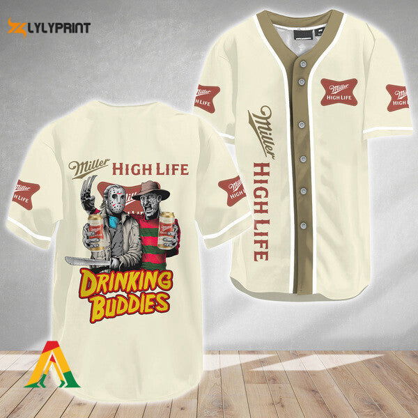 Horror Freddy Jason Drinking Buddies Miller High Life Baseball Jersey - Gift for Men Women - lylyprint.com