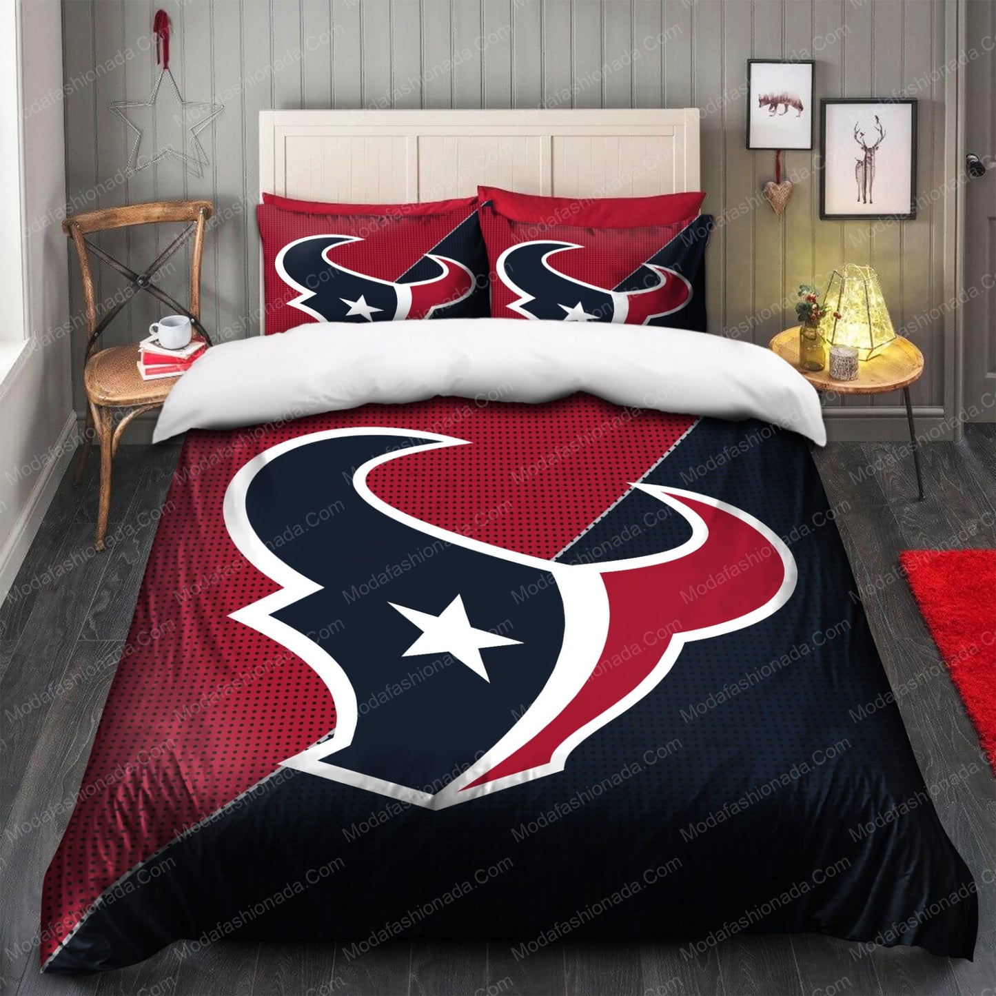 NFL Houston Texans Blue Red Bedding Set