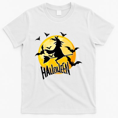 Halloween Spooky Moon Flying Witch T-Shirt