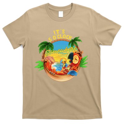 It Is 5 O'clock Somewhere Parrot Drinking Summer Vacation T-Shirt