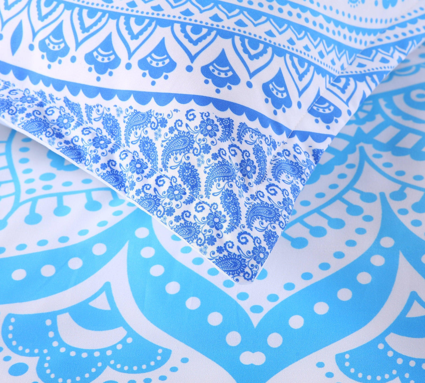 3D Bohemian Mandalas Blue Flower Bedding Set Quilt Cover Quilt Duvet Cover ,Pillowcases Personalized Bedding,Queen, King ,Full, Double 3 Pcs