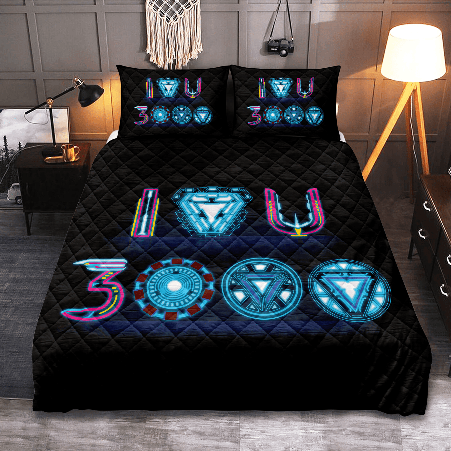 Personalized Iron Man I Love You 3000 Christmas 3-Piece Quilt Bedding Set for Beds