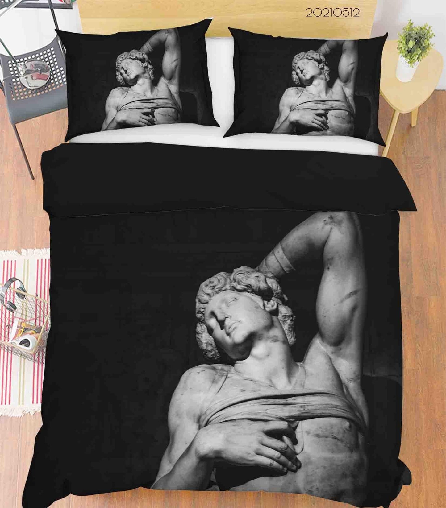 3D Art Sculpture Black Quilt Cover Set Bedding Set Duvet Cover Pillowcases 244