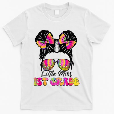 Little Miss First 1st Grade Messy Bun Back To School T-Shirt