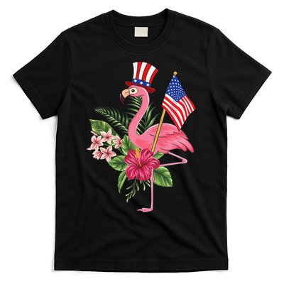 lamerica Patriotic 4th of July Flamingo American T-Shirt