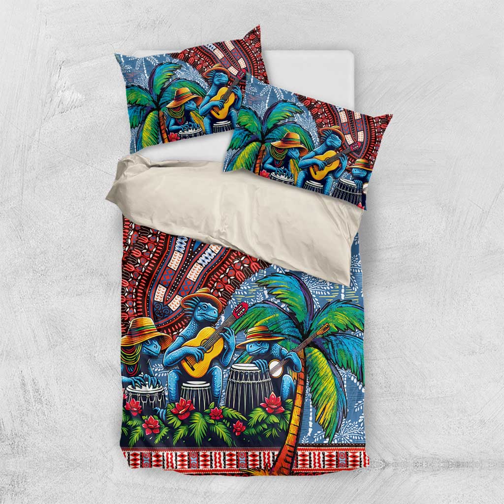 Afro-Caribbean Bedding Set African Dashiki Style with Caribbean Music with Blue Iguanas LT03