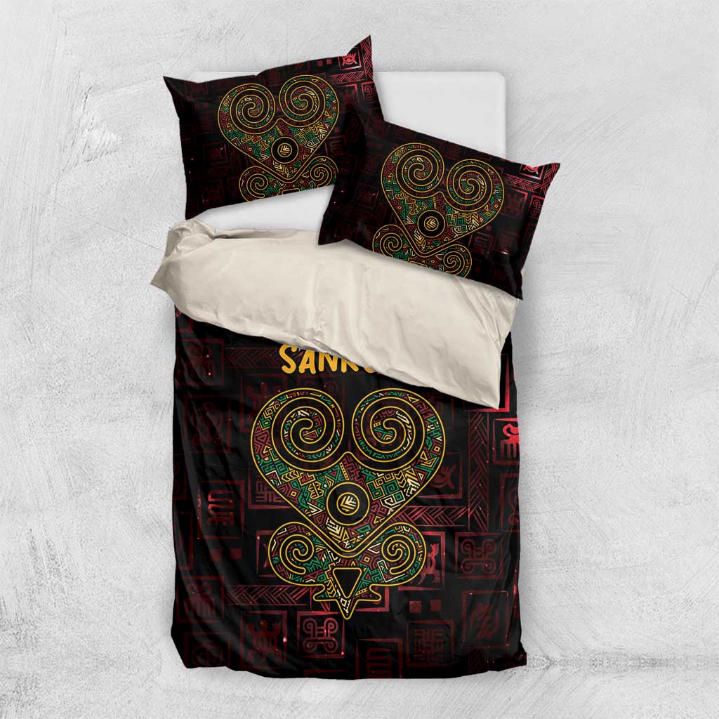 Afro-American Culture Bedding Set Adinkra Sankofa Heart - Cosmic Red LT7