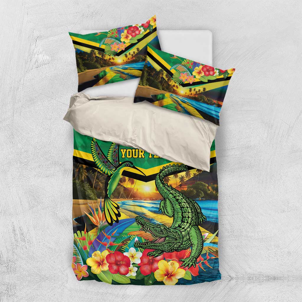 African Jamaica Personalized Bedding Set Hummingbird and Crocodiles Tropical LT9
