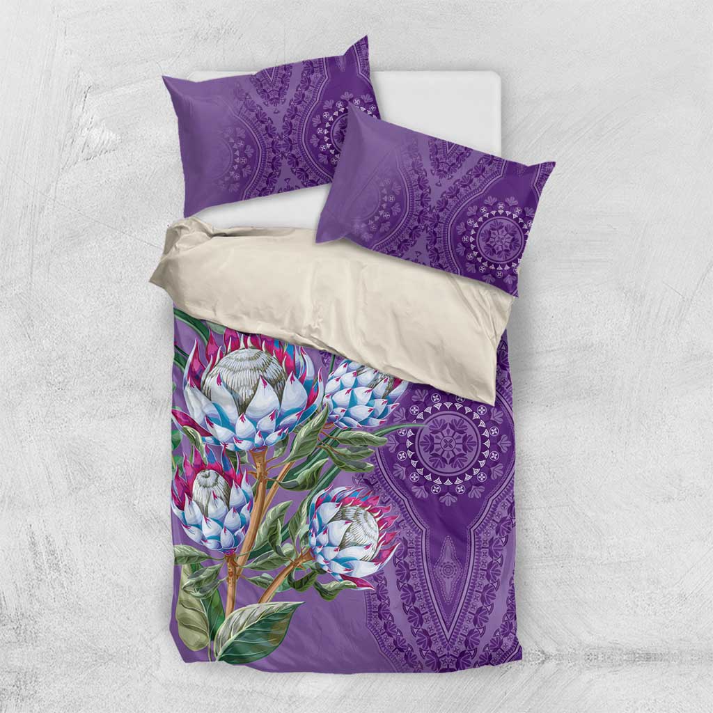 Afro King Proteas Dashiki Motif Bedding Set Violet Style LT9