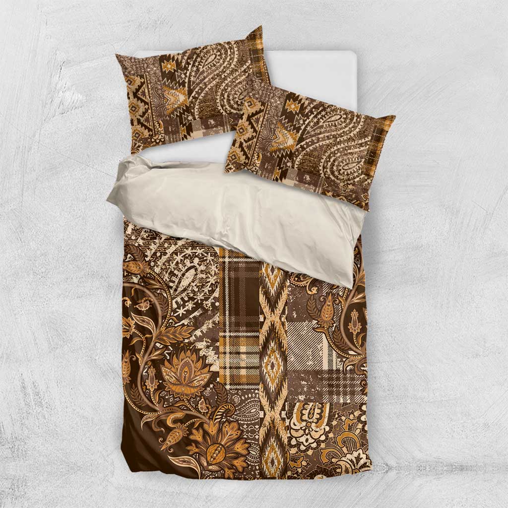 Afro Floral mix Maasai Shuka Bedding Set Gold Moitf LT9