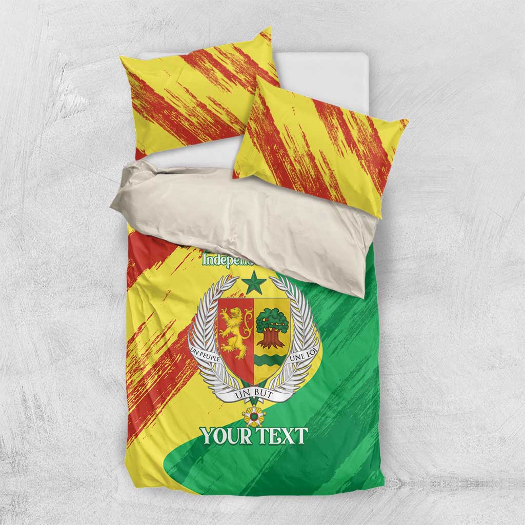 Afro Senegal Independence Day Bedding Set Coat Of Arms Grunge Style LT14