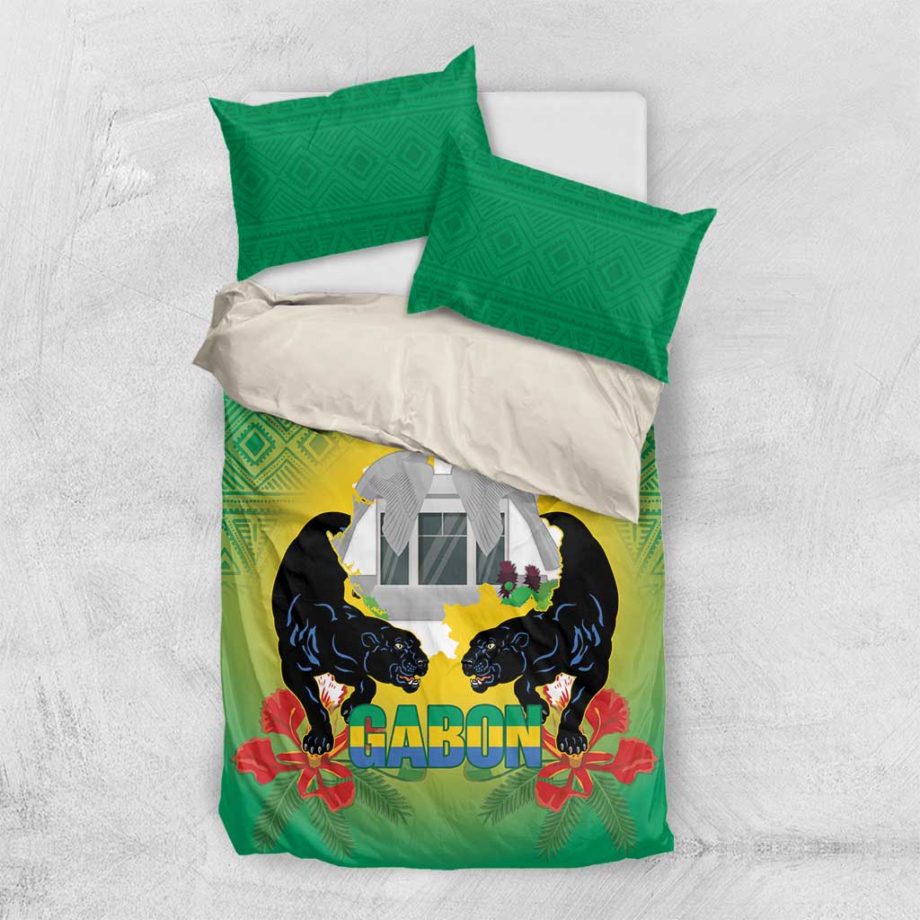 Afro Gabon Independence Day Bedding Set Memorial Leon Mba Monument LT14