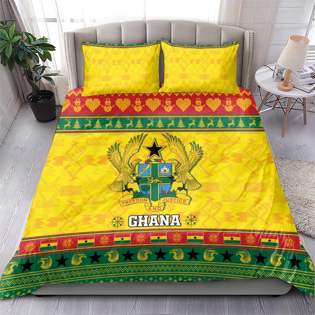 Afro Ghana Christmas Bedding Set Coat Of Arms - Kente Pattern LT15