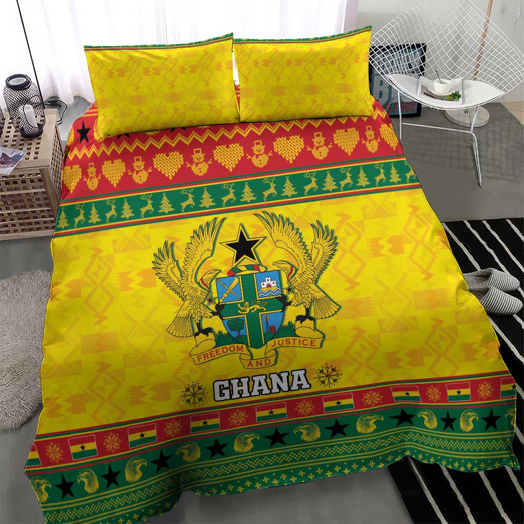 Afro Ghana Christmas Bedding Set Coat Of Arms - Kente Pattern LT15
