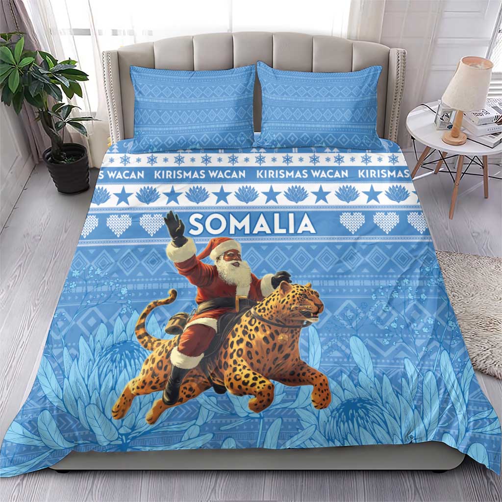 Afro Somalia Christmas Bedding Set Black Santa Riding Leopard - African Pattern LT15