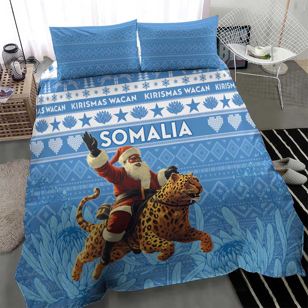 Afro Somalia Christmas Bedding Set Black Santa Riding Leopard - African Pattern LT15