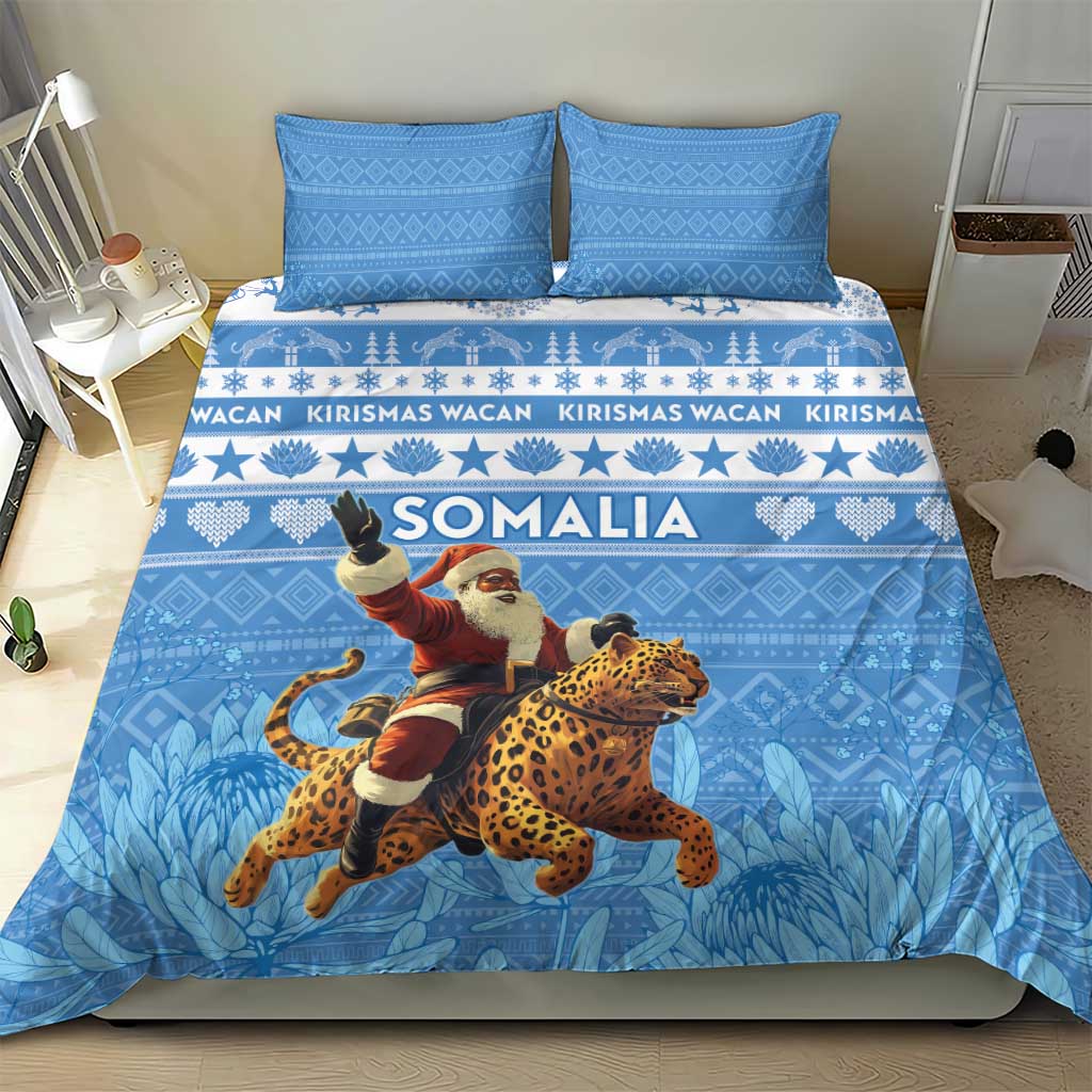 Afro Somalia Christmas Bedding Set Black Santa Riding Leopard - African Pattern LT15